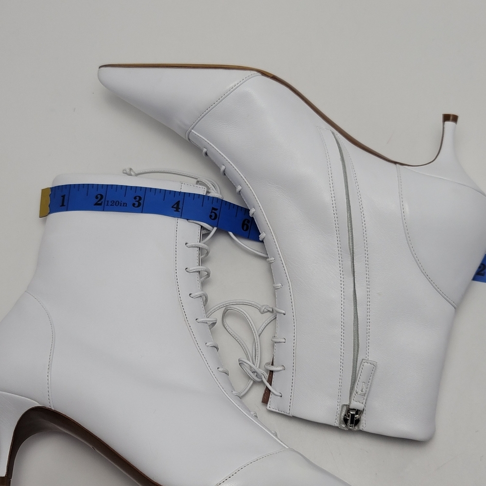 Tabitha Simmons Emmet Lace Up White Leather Ankle Pointed Toes Boots Size 39 - Picture 5 of 12